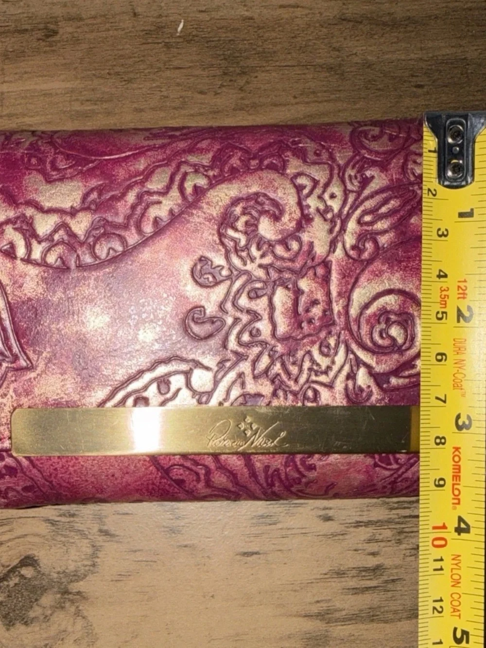Patricia Nash Purple Embossed Leather Clutch with Gold Bar